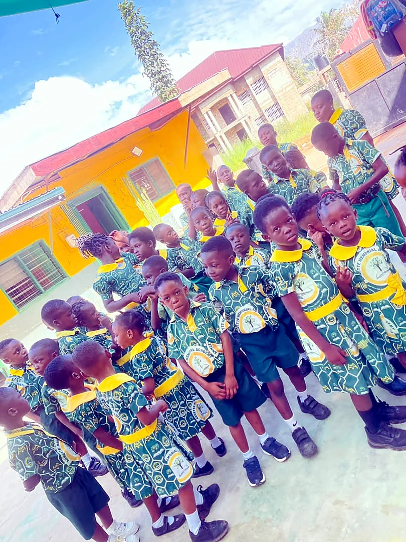 ASMA pupils gathered in the sunny school courtyard